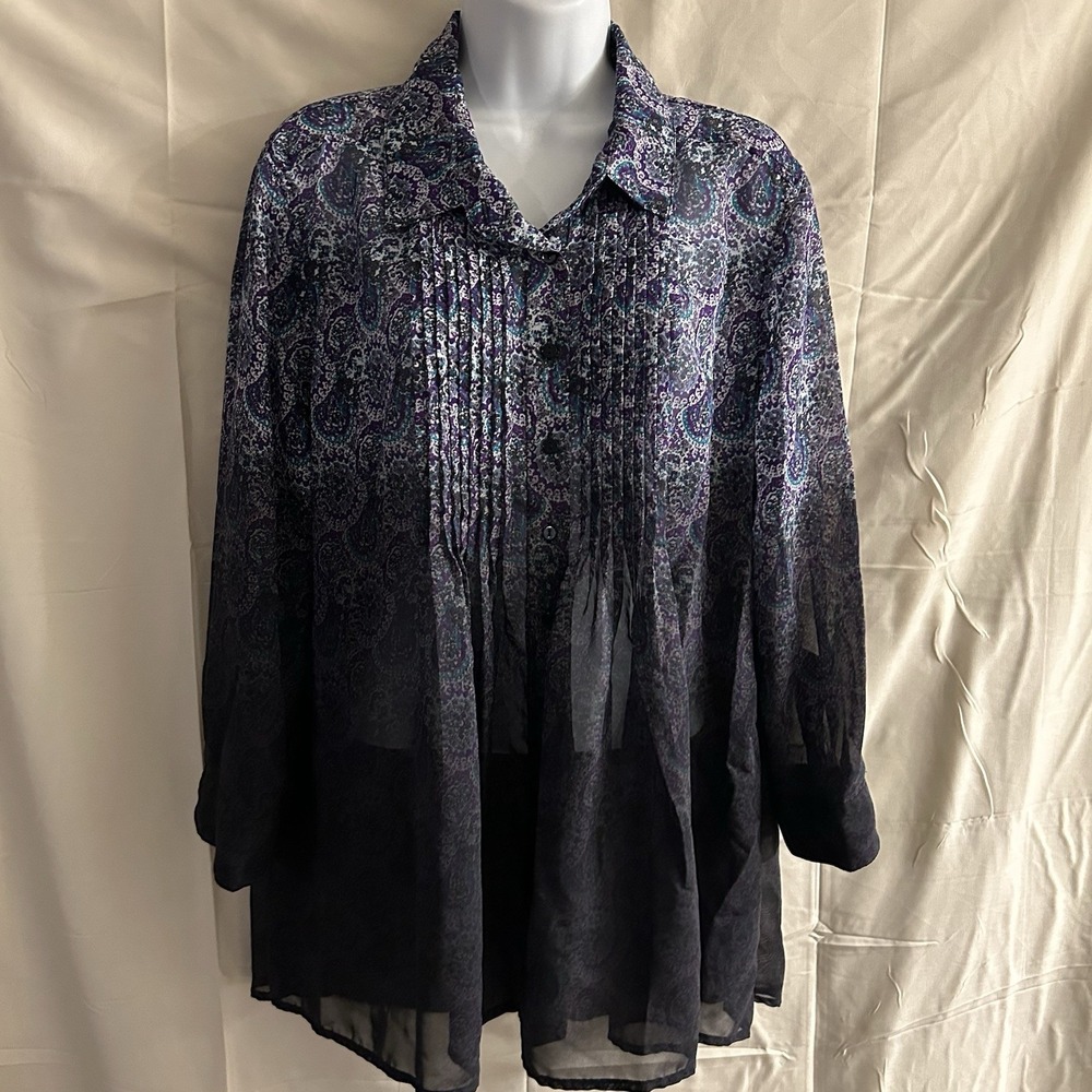 New Large Chelsea & Theodore Long Sleeve Multi Top #1889*8